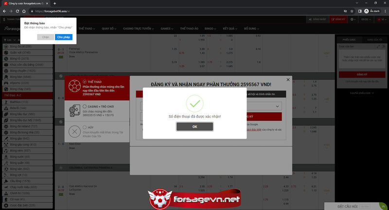 đăng ký Forsage bằng số điện thoại